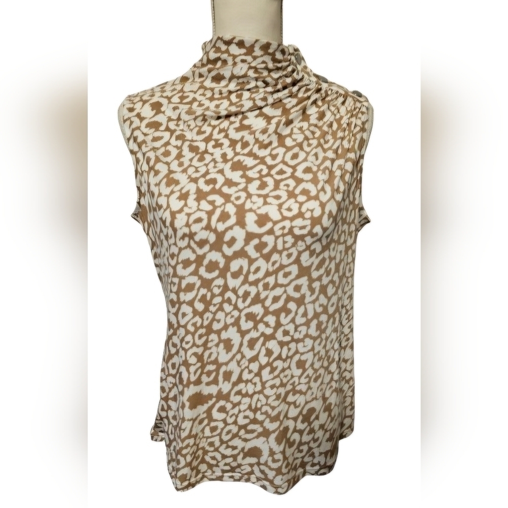 DKNY Ruched Neck Sleeveless Stretch Top Women's Approximate Size Medium